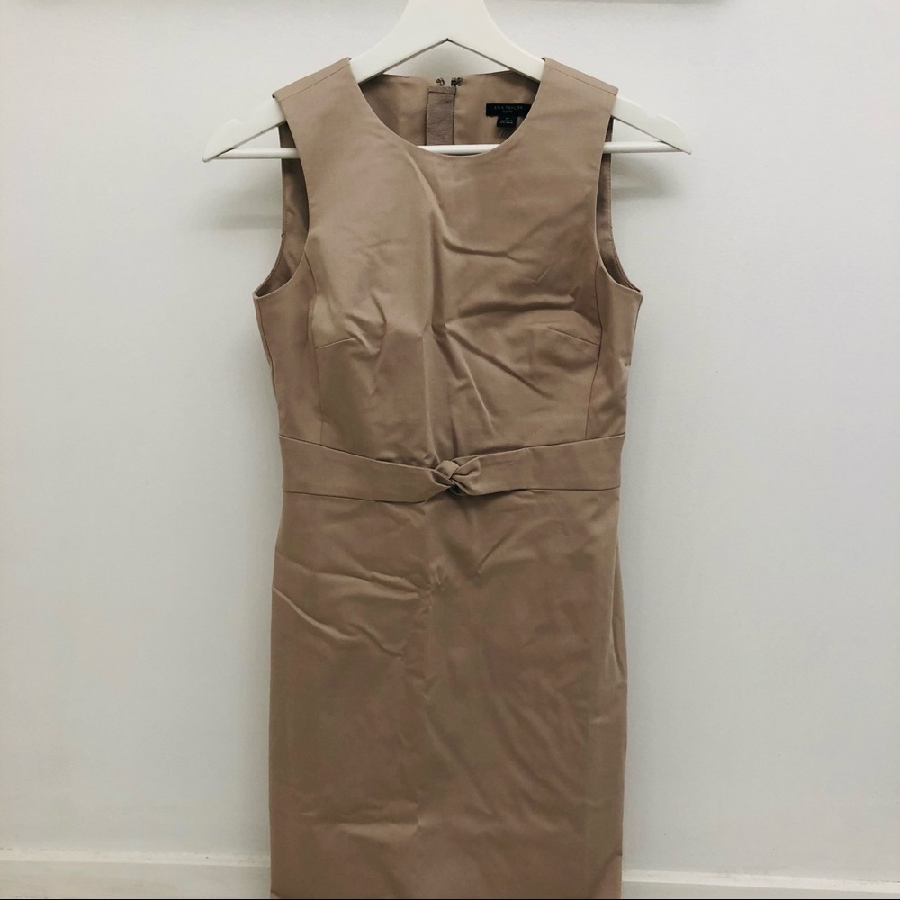 NWT Ann Taylor Tie Front Dress in Cotton Sateen